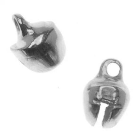 Silver Color Steel Hollow Jingle Clapper Bell Beads (100)