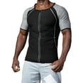 thumbnail image 4 of Black Sauna Workout Shirt for Men Sweat Suit Weight Loss Training Body Shaper Zipper Short Sleeve Slimming Shirt, 4 of 6