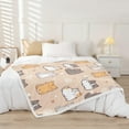 thumbnail image 2 of Cartoon Cat Throw Blanket for Couch Cute Animal Fleece Blanket, Kawaii Love Heart Sherpa Blanket Baby Size Pet Theme Blanket, Orange Grey Kitten Bed Blanket Kids Bedroom Decor, 2 of 6