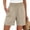Khaki, variant on Linerless Relaxed Casual Shorts for Women Amboo Hemp Casual Long Knee Length High Waisted Stretch Wide Leg Relaxed Fit Shorts Khaki,M