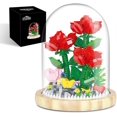 thumbnail image 1 of Rose Flowers Bouquets Building Toy with Dust Cover,Mini Bricks Rose Set for Home Dcor,Botanical Collection, from Daughter Son,Creative Project for Adu, 1 of 4