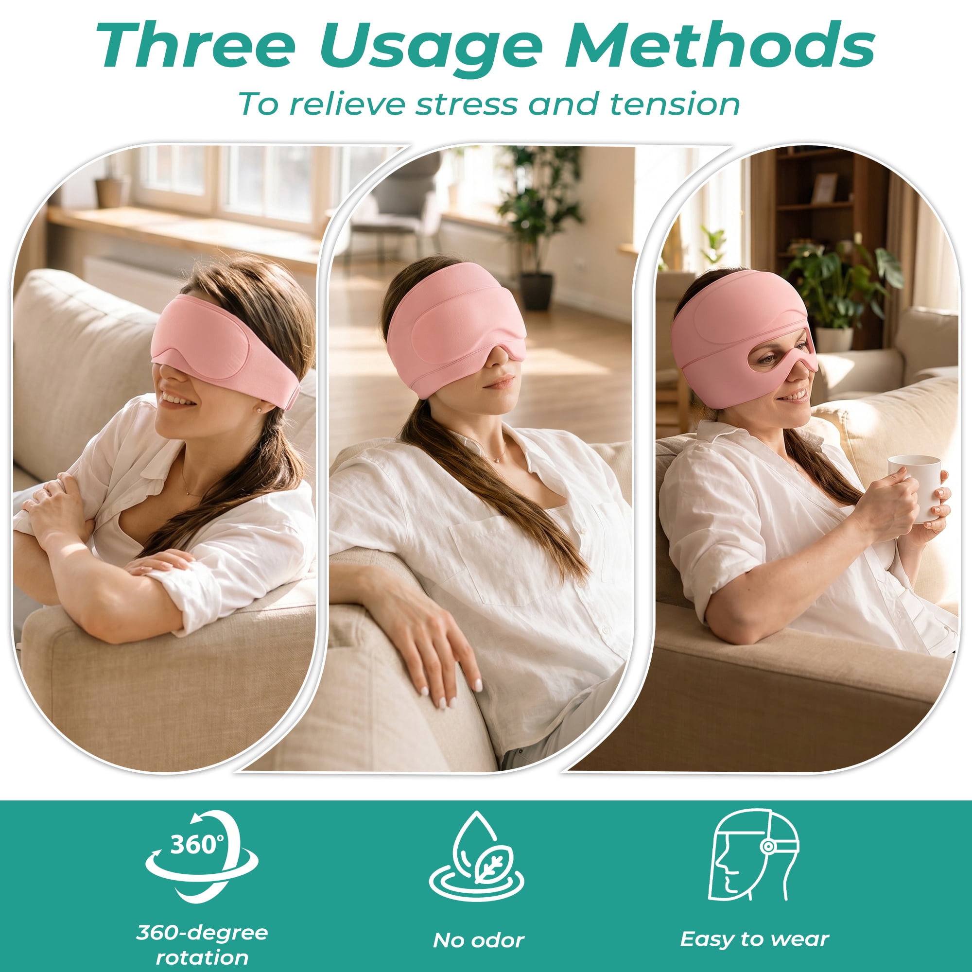 Solid Gel Cap for Hot or Cold Compress, Eye Ice Mask for Sleep and Headache Relief, Reusable Cooling Hat for Pressure and Sinus Comfort