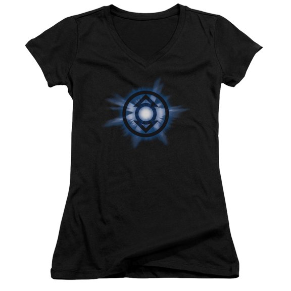 Green Lantern Indigo Glow Junior Women's V-Neck T-Shirt Black