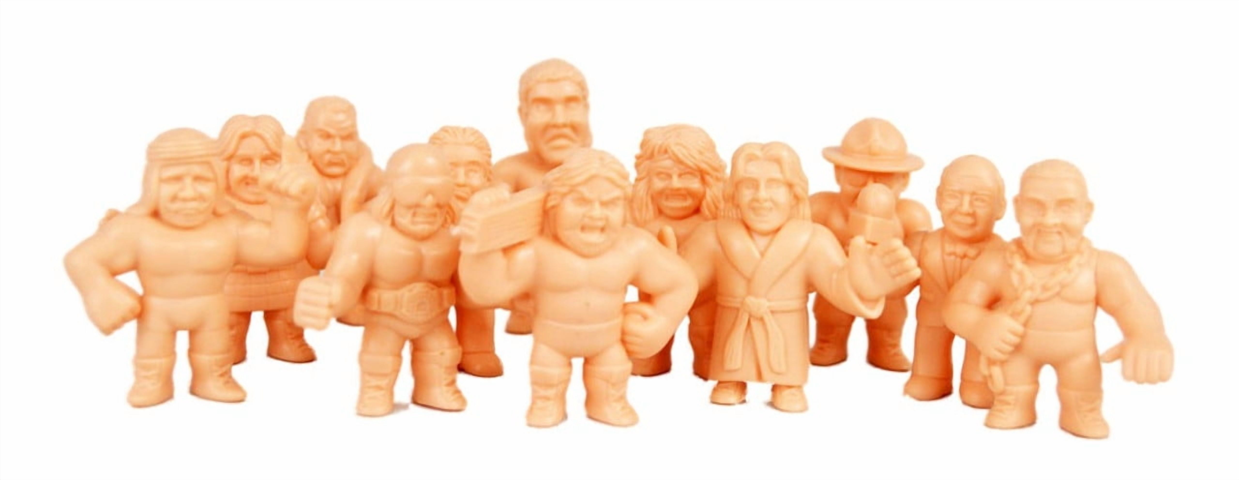 WWE M.U.S.C.L.E 12 Figure Set Andre Giant Iron Sheik Jake Snake Macho Man Junkyard Dog Mean Gene Rowdy Roddy Piper Ultimate Warrior Million Dollar Sgt Slaughter Ric Flair Hacksaw Jim Duggan Muscle Men