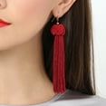 thumbnail image 5 of Anvazise Bohemian Women Woven Knot Long Tassel Dangle Hook Earrings Statement Jewelry Red, 5 of 13