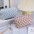 thumbnail image 4 of 2 Pcs Makeup Bags, Checkered Cosmetic Bag for Women, Purple and Blue, 4 of 7