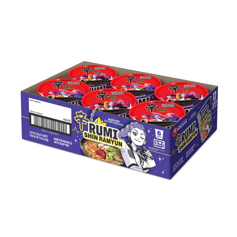 6 pack) Nongshim K-Pop Demon Hunters Rumi Shin Ramyun Spicy Beef