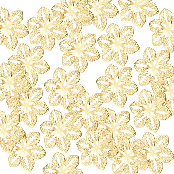 AOOOWER Set of 100 Hollow Filigree Flower Wraps Metal Craft Embellishments for Headwear