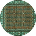 thumbnail image 1 of Ahgly Company Machine Washable Indoor Round Persian Turquoise Blue Traditional Area Rugs, 4' Round, 1 of 1