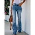 thumbnail image 4 of Women'S Flare Bell Bottom Jeans High Waisted Wide Leg Bootcut Jeans Stretchy Denim Pants Blue XL, 4 of 7