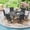 Black-Graphite, variant on Vicllax 7-Piece Outdoor Patio Dining Set Metal Swivel Chairs & Round Steel Table with Umbrella Hole