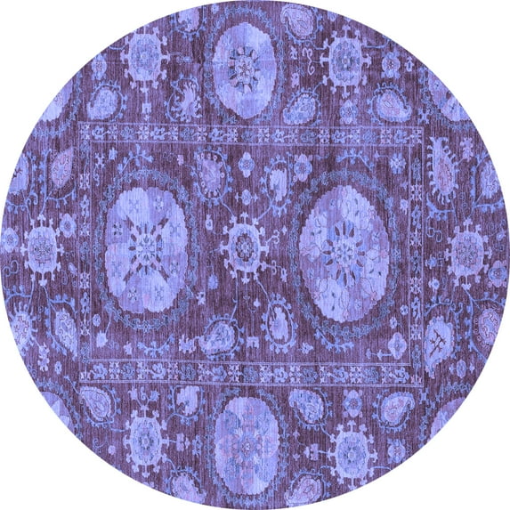 Ahgly Company Indoor Round Abstract Blue Modern Area Rugs, 5' Round