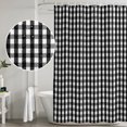 thumbnail image 5 of Small Stall Shower Curtain 36x78 Inch Narrow Half Size Buffalo Plaid Bath Curtains Bathroom Decor, Farmhouse Black White Checkered Vintage Rustic Fabric Shower Curtain Set with Hooks 36 Inch, 5 of 7