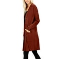 thumbnail image 2 of J. METHOD Women's Open Front Long Sleeve Cardigan Casual Basic Lightweight Soft Sweater with Slouchy Pockets NEWJ1440 Dark Rust XL, 2 of 5