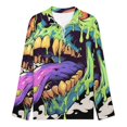 thumbnail image 3 of Fantasy Skull Colorful Men's Sweater Sports POLO Shirt Zip Pullover Mens Athletic Long Sleeve Sweatshirt Mock Neck for Men, 3 of 7
