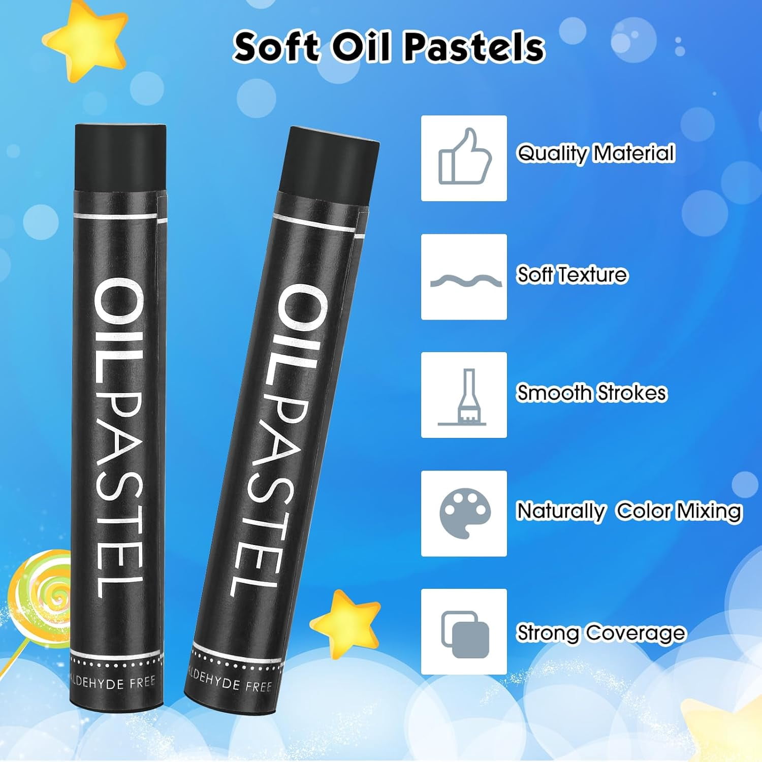 72 Pieces Soft Oil Pastels Bulk Artists Single Color Pastel Crayons Refill Set for Teachers Beginners Art Drawing Craft Sketching(black)