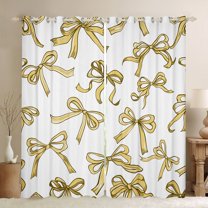 Manfei Kawaii Princess Bow Curtains Pack of 2 (42x84 Each), Cartoon Yellow Bow-tie Curtains Blackout, Fairy Tale Ribbon Style Bedroom Curtains, Window Curtains Bedroom Decor