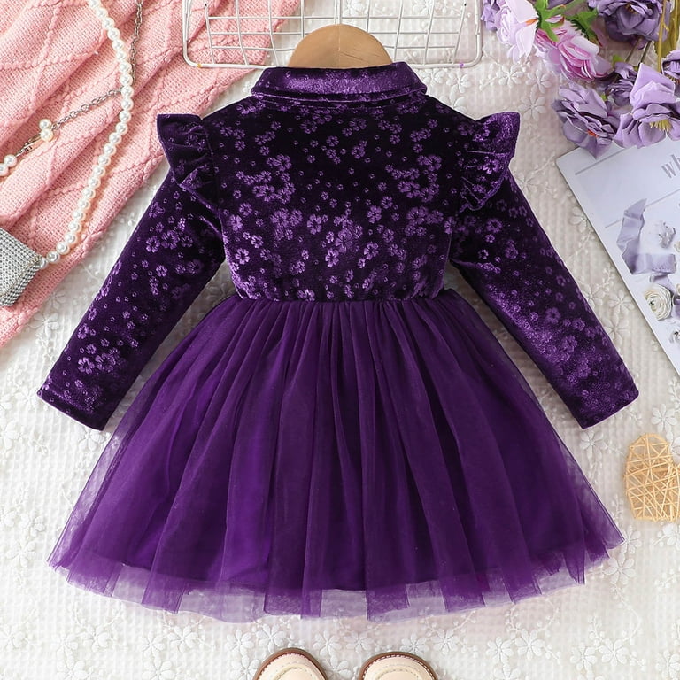 Girls Dresses Flower Girl Dress Long Sleeve Tulle Dress Toddler Party Dress  Girls Dress for Girls Holiday Dress Birthday Dress 18-24 Months -  Walmart.com