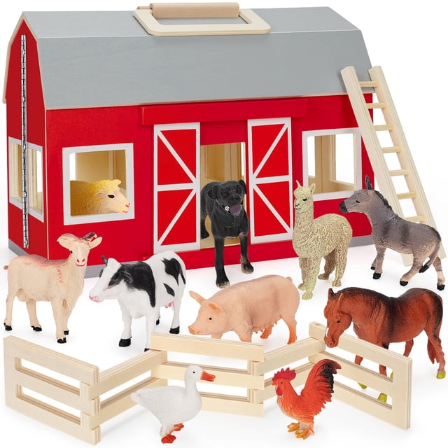 Juguetes Farm Animals de madera con figuras para niños de más de 3 años