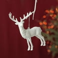 thumbnail image 2 of (Clearance) BNNG Christmas Deer Hanging Ornaments, Glitter Geetery Deer Figurines Pendants Snowflake Angle Wings for Christmas Tree Decorations Xmas Holiday Party Supplies, White, 2 of 9