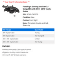 thumbnail image 2 of Front Right Steering Knuckle Kit - Compatible with 2013 - 2016 Toyota Avalon 2014 2015, 2 of 2