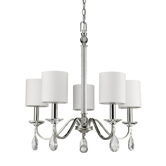 Lily 5-Light Polished Nickel Chandelier With Fabric Shades And Crystal Accents