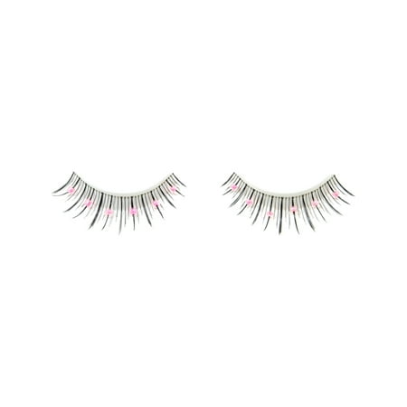 Pink Beaded False Eyelashes Includes Adhesive Sizes: One Size