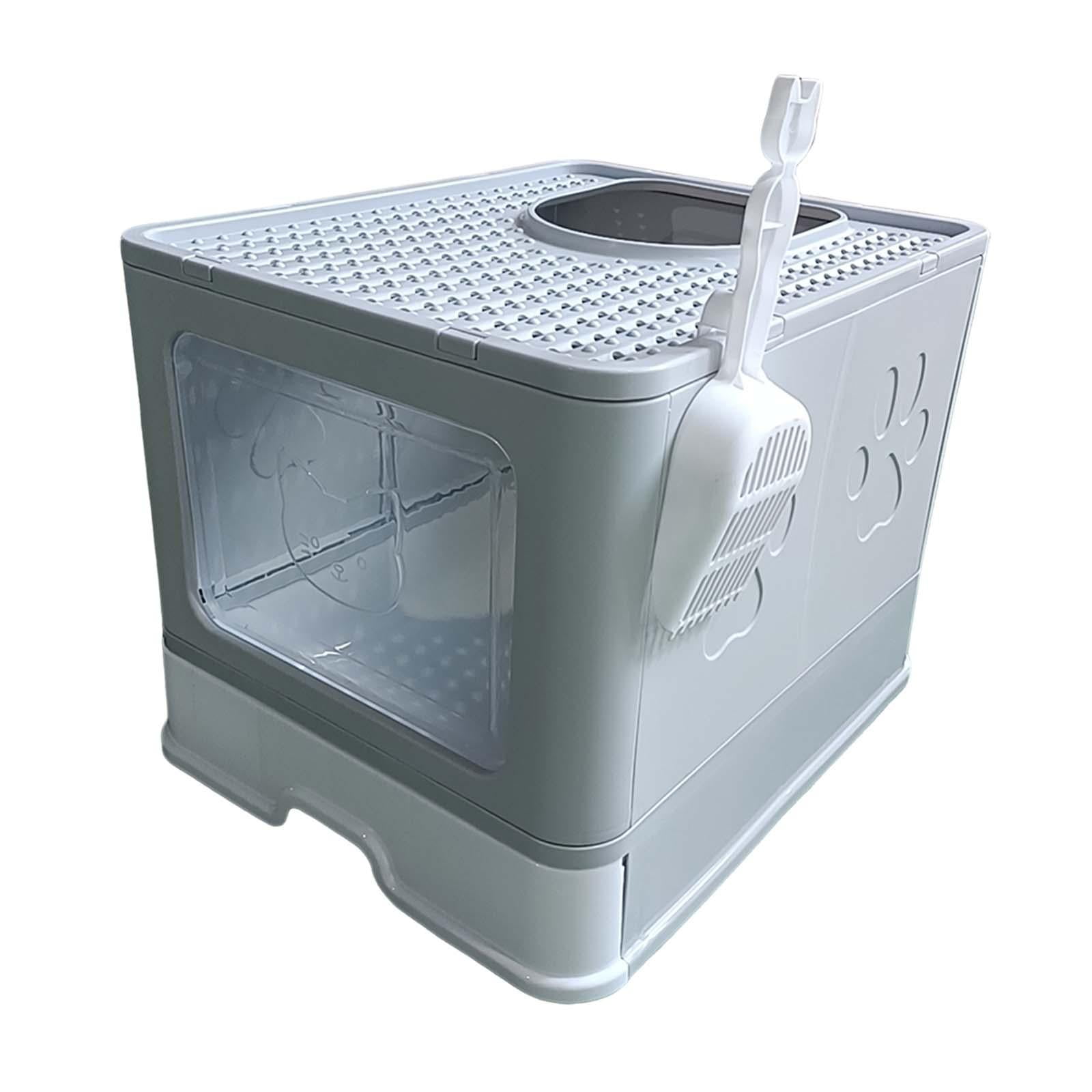 Bvdfgk Hooded Cat Litter Box with Lid, Indoor Cats Litter Box Enclosed Cat Toilet with Gray