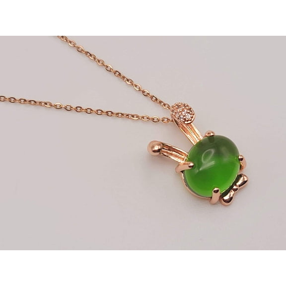 Jade Natural Bunny Necklace Gold Tone Necklace- Good Luck•Fortune (Powerful Necklace)