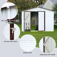 thumbnail image 7 of Elegant 6ft x 8ft Metal Garden Shed – Chic Outdoor Storage Solution in Striking White and Coffee Colors. Perfect for Organizing Tools and Enhancing Your Garden's Style!, 7 of 7