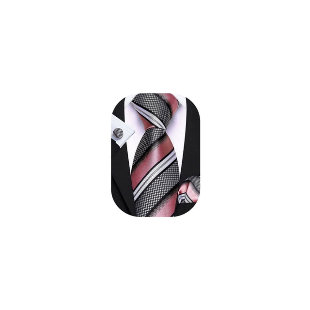 Set de Corbata Barry.Wang de Seda Rayada en Rosa Polvoriento 150 cm