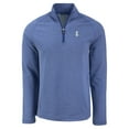 thumbnail image 2 of Men's Cutter & Buck Heather Royal Chicago Cubs Peshastin Eco Fleece Recycled Raglan Quarter-Zip Top, 2 of 3