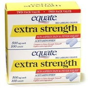 Equate Extra Strength Pain Relief, 100 - Caplets Twin Pack