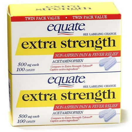 Equate Extra Strength Pain Relief, 100 - Caplets Twin Pack