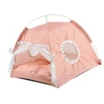 thumbnail image 2 of Tienda de campaña para mascotas de interior, desmontable, lavable, suave, cálida, antideslizante, bonita casa para perros con puerta de malla y ventana para todas las estaciones, color rosa, 2 of 12