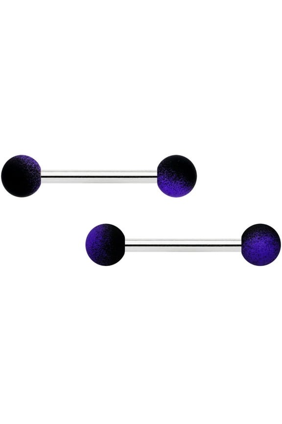 14G Womens Nipplerings Piercing Steel 2Pc Purple Black Ombre Soft Finish Nipple Ring Set 9/16"
