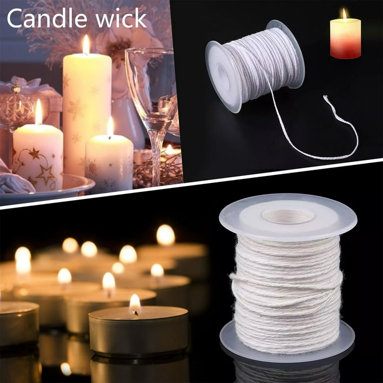 Ycolew 1 Roll 200Feet(61M) Organic Cotton DIY Natural Candle Braided Wicks  Twine String Spools Rope for Candle DIY and Candle Making 