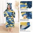thumbnail image 4 of Dailycode Wearable Blanket Hoodie Oversized Sherpa Flannel Blankets with Pocket for 3-14 Year Old Blue and Yellow Camouflage, 4 of 7