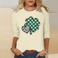 thumbnail image 1 of TaTaai Women Crew Neck 3/4 Sleeve St. Patrick's Print Black Loose Top Casual T-Shirt Ladies Spring Gathering Wear Lightweight Breathable Non-See-Through No Fading Top Gift, 1 of 7