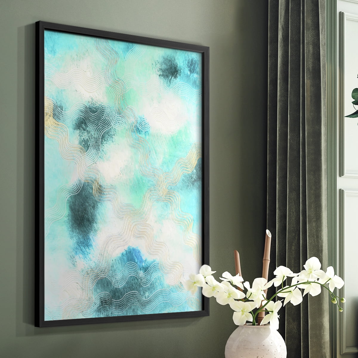 Blue Shift I Framed Print in Black Solid Wood Framed Print No Nail Hanging