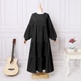thumbnail image 3 of ZANZEA Muslim Dresses for Women Vintage Puff Sleeve Buttons Patchwork Maxi Dress, 3 of 6