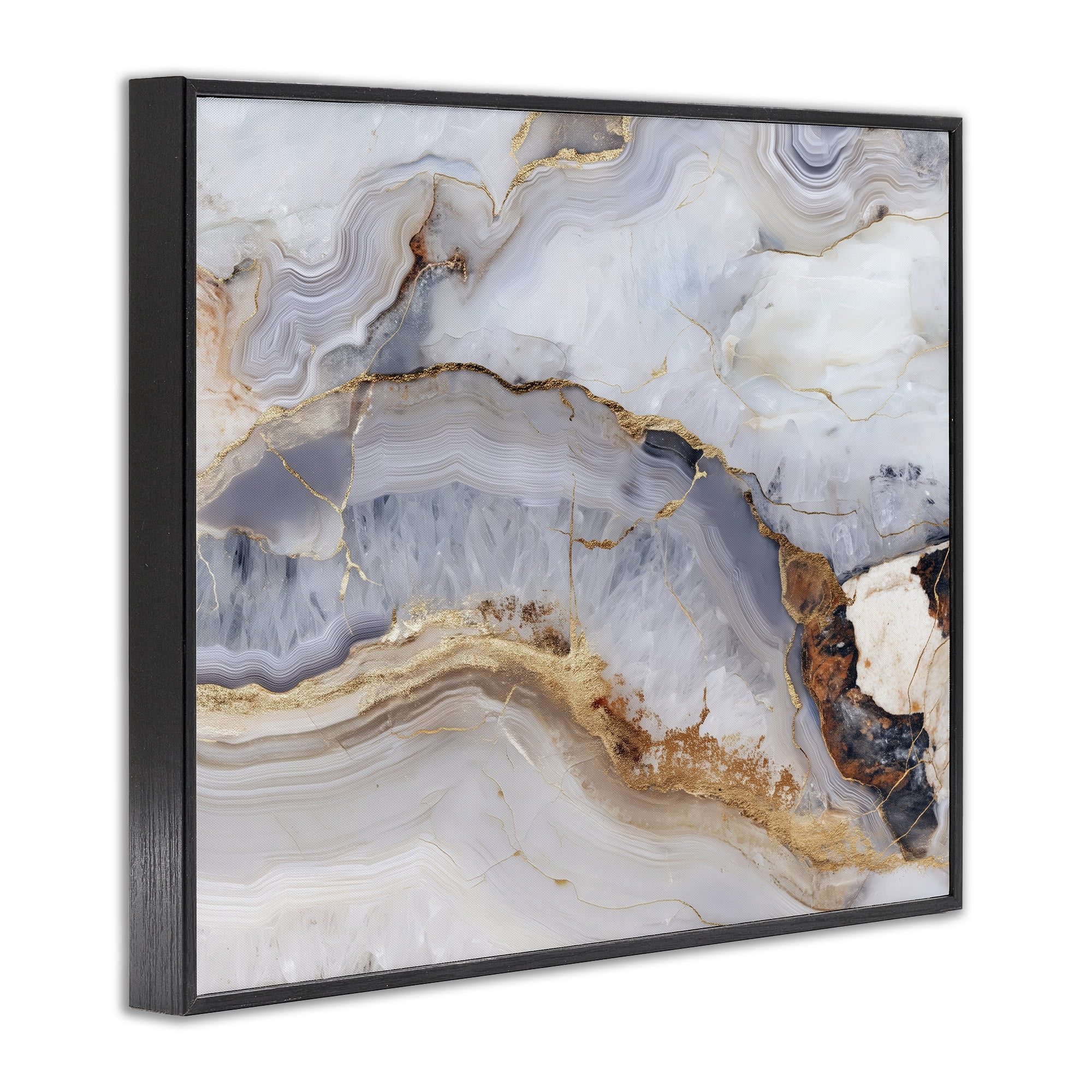 Stupell Industries Marbled Gold Stone Black Framed Giclee Art, design by Svetlana Aleynikova