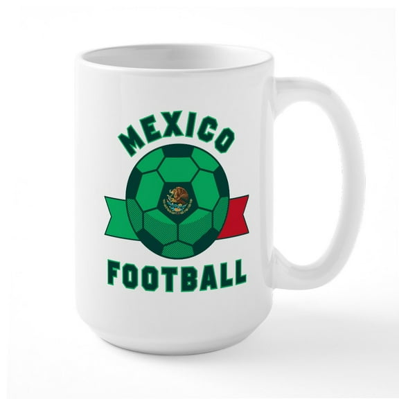CafePress - Mexico Football Mugs - 15 oz Ceramic Large White Novelty Mug