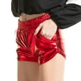 thumbnail image 4 of Charmgo Womens Shorts Clearance, Women's Retro Metallic Shorts Shiny Shorts Sparkly Hot Elastic Waist Rave Booty Dance Shorts for Women Trendy Red S, 4 of 6