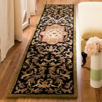 SAFAVIEH Classic Kirsteen Oriental Wool Runner Rug, Black/Beige, 2'3" x 12'