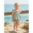 thumbnail image 6 of BemeyourBBs Toddler Baby Girl Summer Clothes Infant Baby Girl Cotton Smocked Outfit Solid Floral Flying Sleeve Ruffle Tank Tops and Shorts Set Little Girls 2 Piece Summer Outfit, 6 of 9