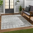 thumbnail image 2 of Hauteloom Catrine Southwestern Outdoor Area Rug for Living Room, Patio, Terrace - Traditional Trellis Diamond Carpet - Black, Gray, Ivory - 6'7"-Round, 2 of 19