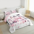 thumbnail image 3 of Manfei Girls Perfume Lipstick King Size Comforter Sets,Chic Diamond Ring Bedding Comforter Set,Pink Bow Tie Bedding Set For Teens,Luxury Bedroom Decor Reversible,3-Piece, 3 of 8