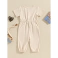 thumbnail image 3 of Bagilaanoe Toddler Baby Girl Summer Jumpsuit Short Sleeve Romper Overalls 3M 6M 12M 18M 24M 3T Kids Long Pants Casual Clothes, 3 of 8