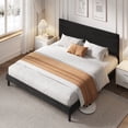 thumbnail image 3 of Bed Frame with Headboard,Upholstered Platform Bed with Wood Slats Support, No Box Spring Needed, Easy Assembly, Noise Free, Beige Velvet, 3 of 10